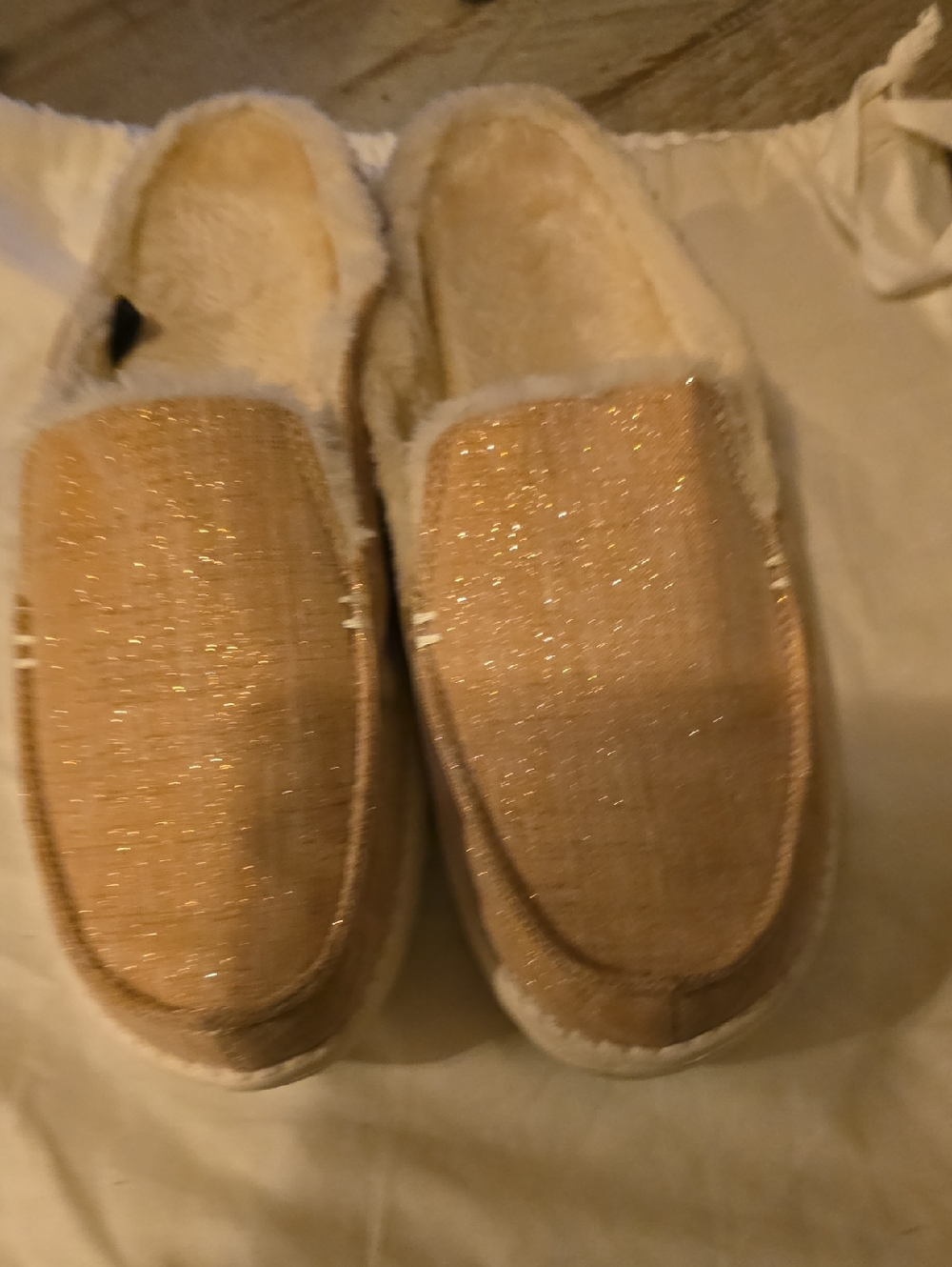 Hey Dude Cream and Glitter Cozy Slip-On